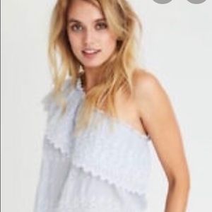 American eagle one shoulder embroidered top